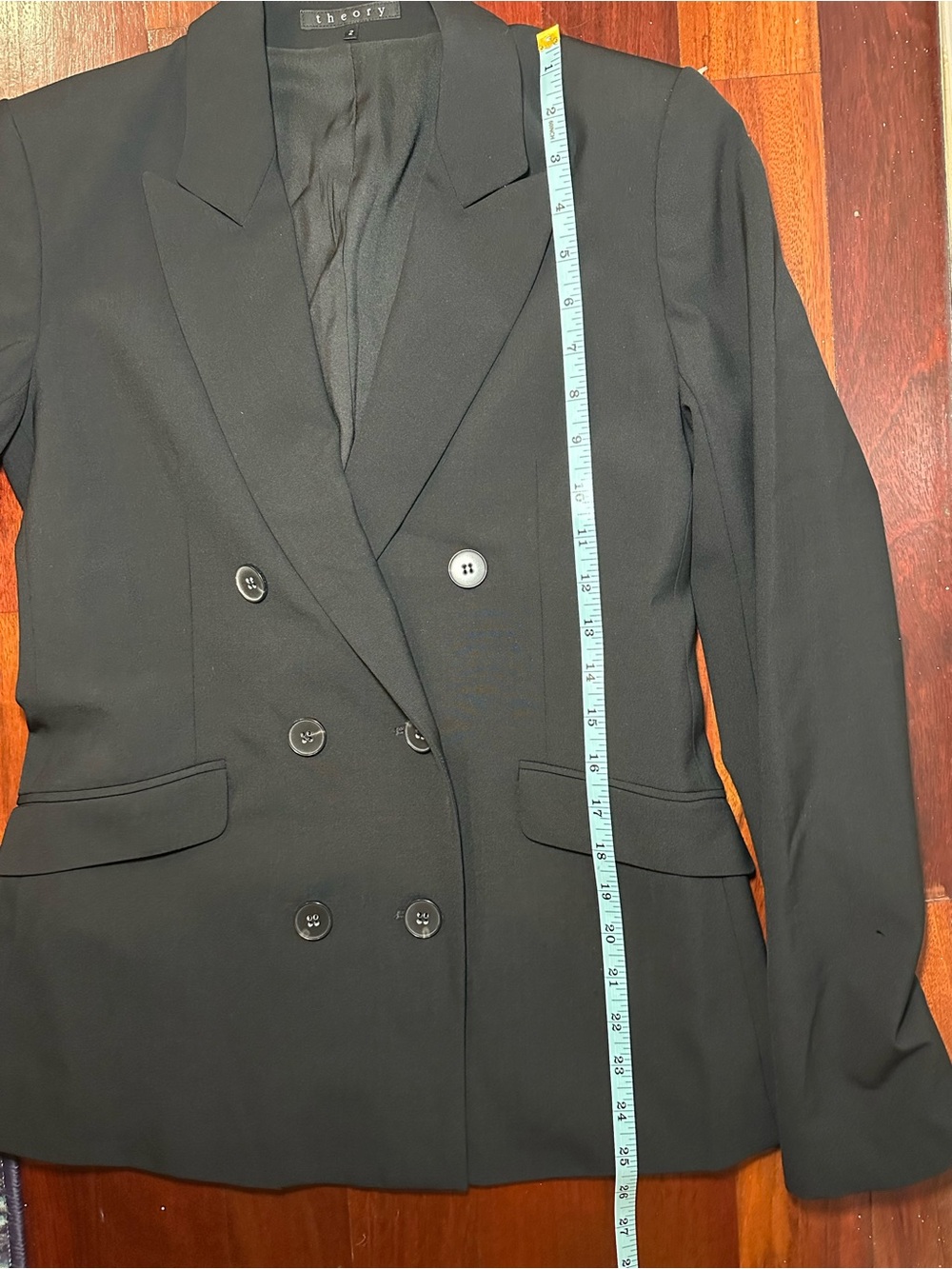 Theory Gilda Tailor 96% Wool Double Breasted Blazer in Black Size 2 - Picture 6 of 10